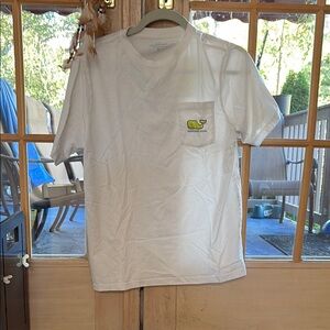 Vineyard Vines White Tee with Green Whale Logo